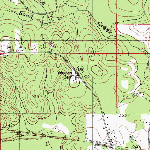 Topographic Map of Weaver Cemetery, LA
