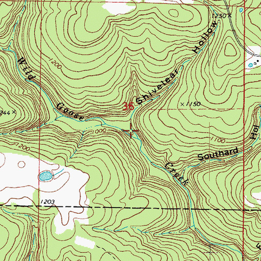 Topographic Map of Shivelear Hollow, AR