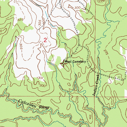 Topographic Map of West Cemetery, LA