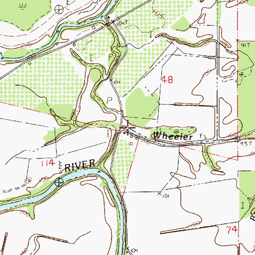Topographic Map of Wheeler Bayou, LA