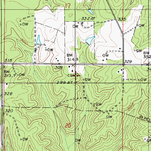 Topographic Map of White Cemetery, LA