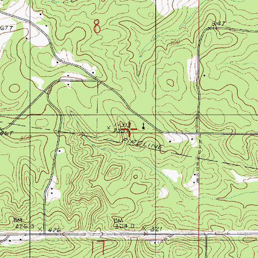 Topographic Map of White Oak Grove School, LA