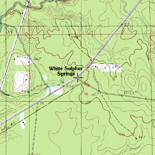 Topographic Map of White Sulphur Springs, LA