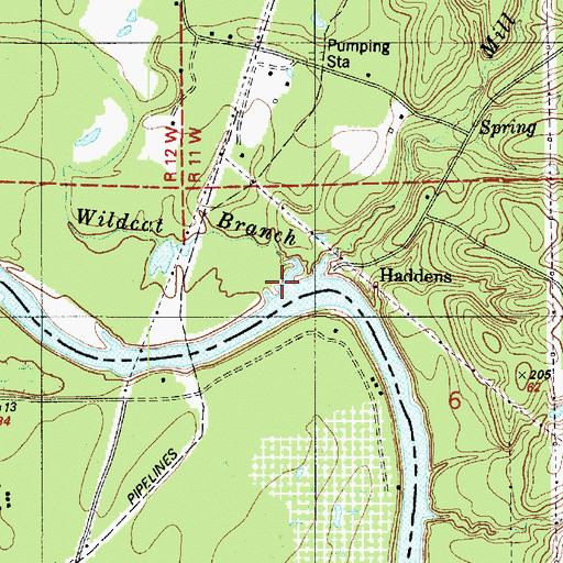 Topographic Map of Wildcat Branch, LA