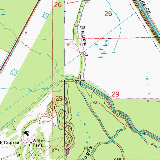 Topographic Map of Willow Bayou, LA