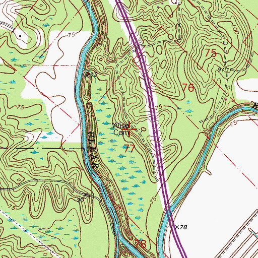 Topographic Map of Wise Cemetery, LA