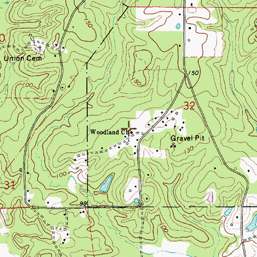 Topographic Map of Woodland Church, LA