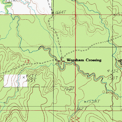 Topographic Map of Worsham Crossing, LA