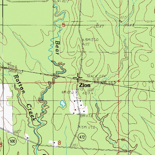 Topographic Map of Zion, LA