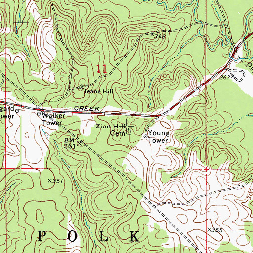 Topographic Map of Zion Hill Cemetery, LA