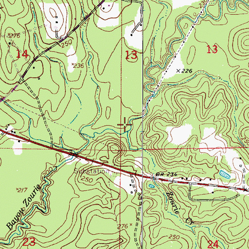 Topographic Map of Zourie Creek, LA