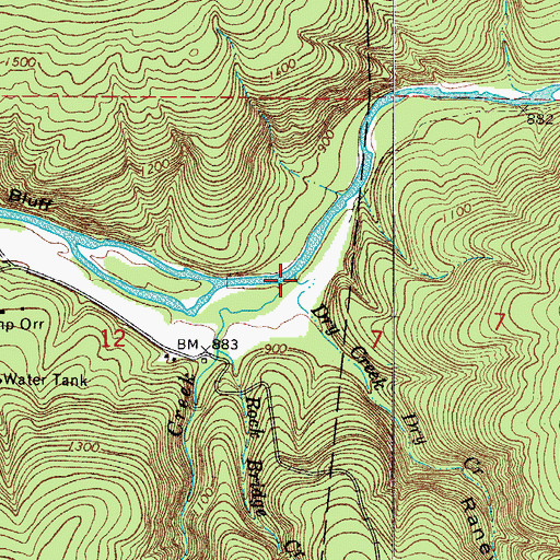 Topographic Map of Shop Creek, AR