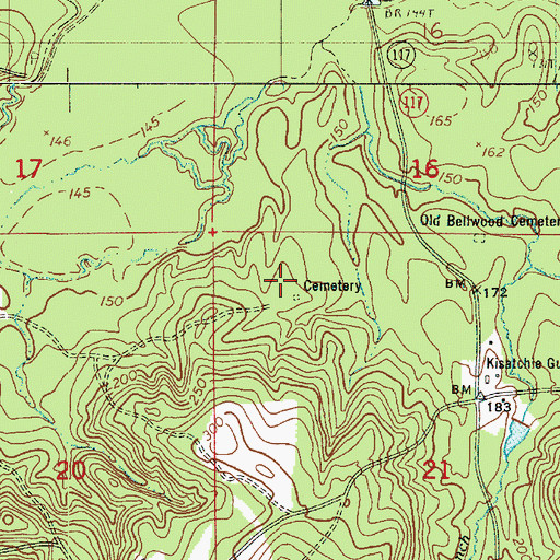 Topographic Map of Truer Cemetery, LA