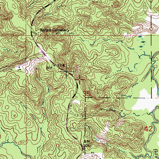 Topographic Map of Bayou Pierre Overlook, LA