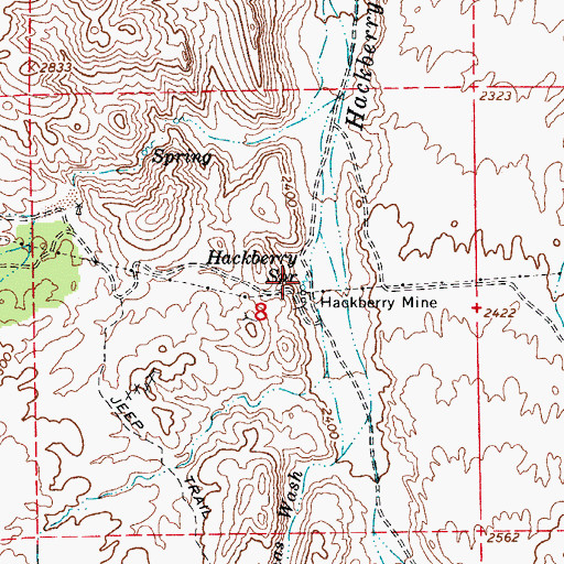 Topographic Map of Hackberry Spring, AZ