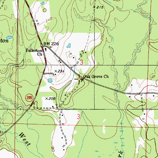 Topographic Map of Oak Grove Church, LA