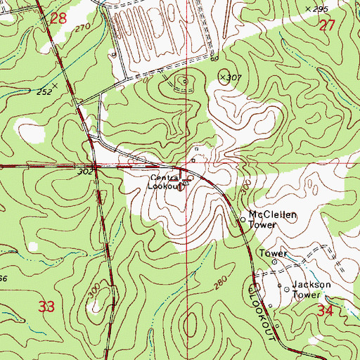 Topographic Map of Central Lookout, LA