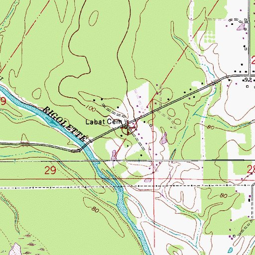 Topographic Map of Labat Cemetery, LA
