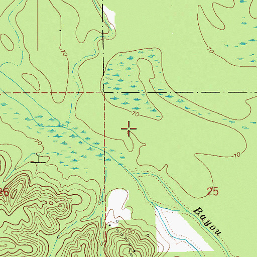 Topographic Map of Bayou Boeuf Natural Research Area, LA