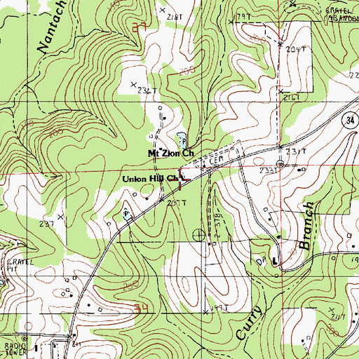 Topographic Map of Union Hill Church, LA