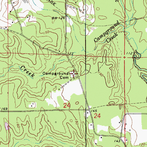 Topographic Map of Campground Cemetery, LA