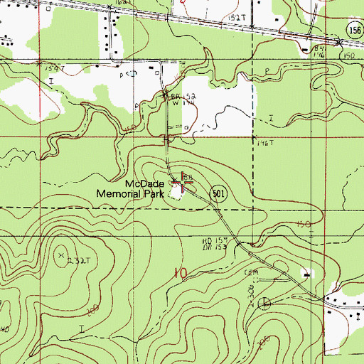 Topographic Map of McDade Memorial Park, LA