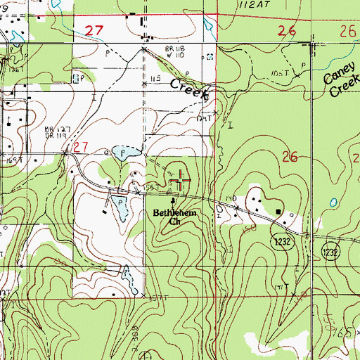 Topographic Map of Bethlehem Cemetery, LA