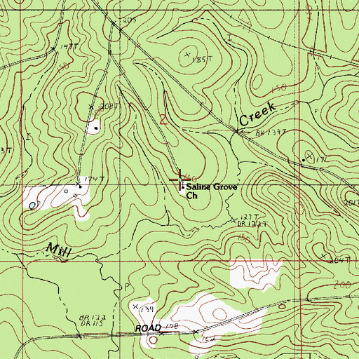 Topographic Map of Saline Grove Church, LA