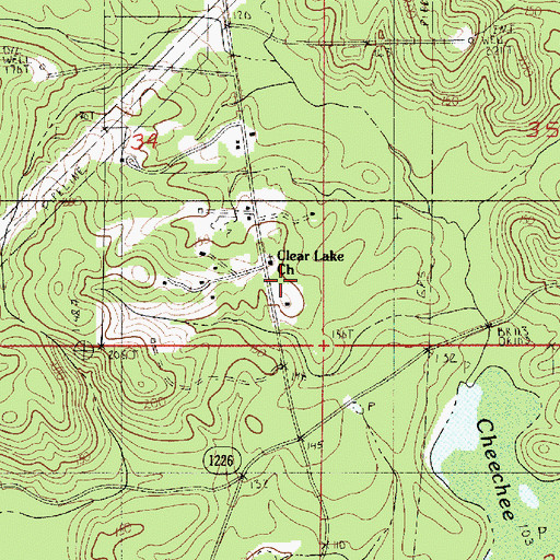 Topographic Map of Clear Lake Church, LA