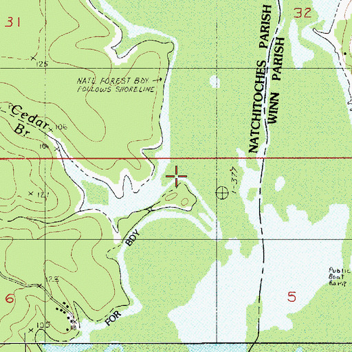 Topographic Map of Cedar Branch, LA