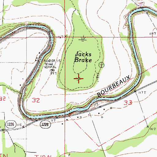 Topographic Map of Jacks Brake, LA
