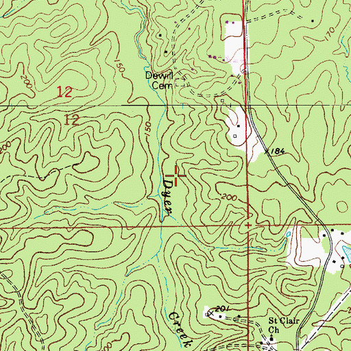 Topographic Map of Dyer Cemetery, LA
