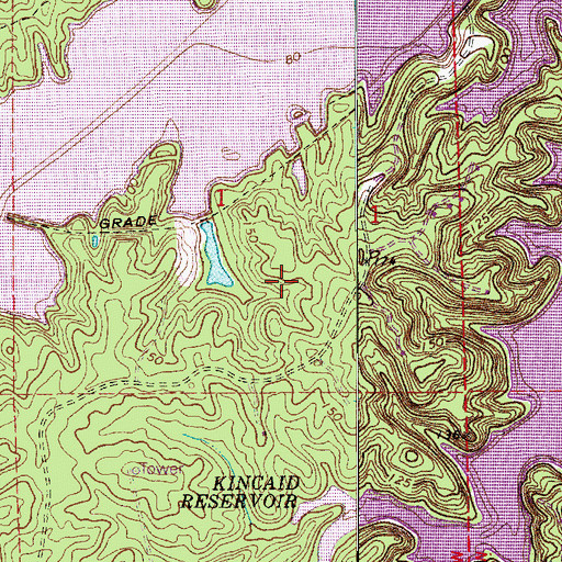 Topographic Map of Kincaid Recreation Area, LA
