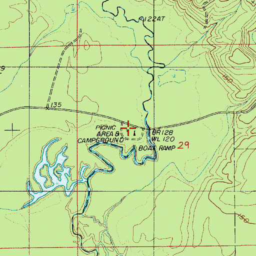 Topographic Map of Cloud Crossing Campground, LA