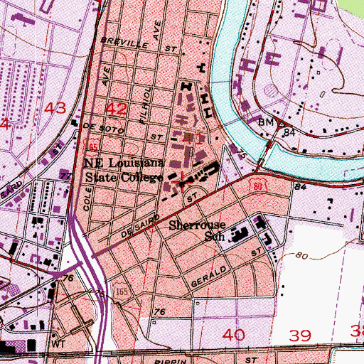 Topographic Map of Brown Auditorium, LA