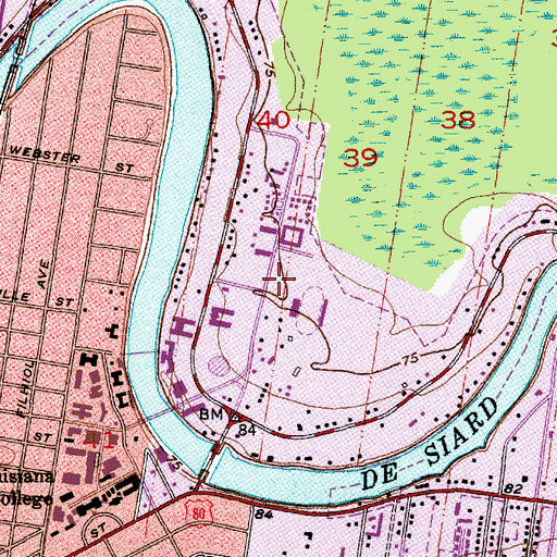 Topographic Map of Brown Stadium, LA