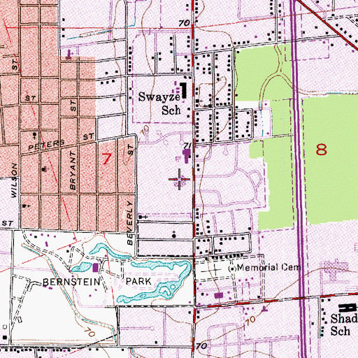 Topographic Map of Berg Jones Elementary School, LA