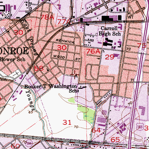 Topographic Map of Calvary Church of Monroe, LA