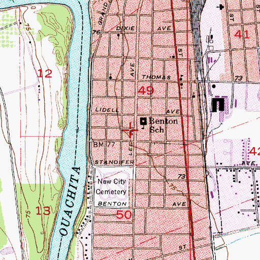 Topographic Map of Central Baptist Church, LA