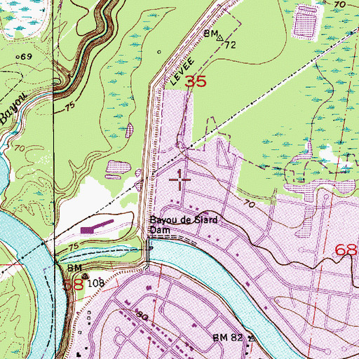 Topographic Map of Chauvin Racquet Club, LA