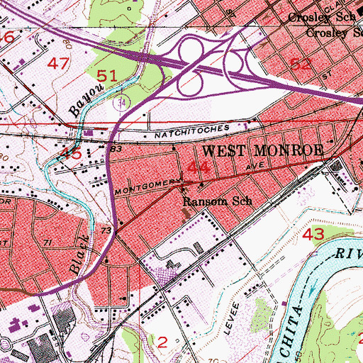 Topographic Map of Church of God, LA