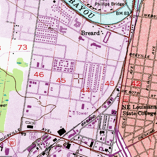 Topographic Map of The Church of Jesus Christ of Latter Day Saints, LA