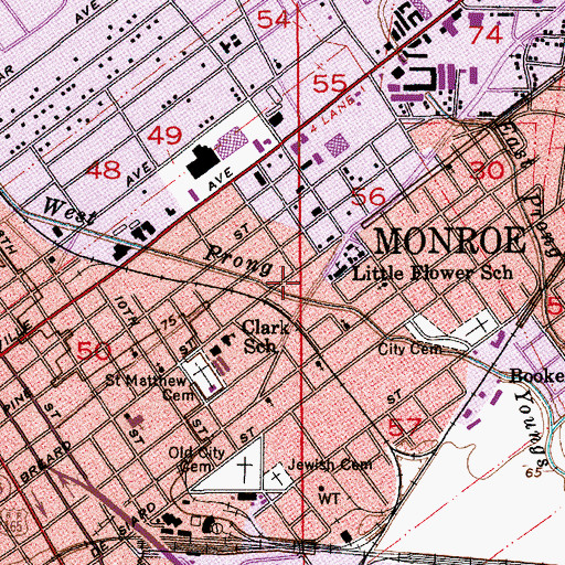 Topographic Map of Church of the Living God, LA