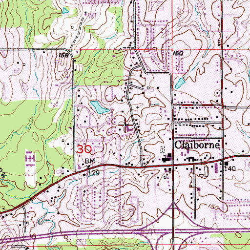 Topographic Map of Community Baptist Church, LA