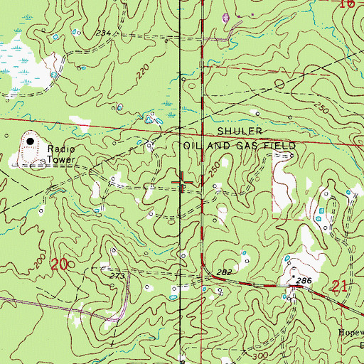 Topographic Map of Shuler Oil and Gas Field, AR