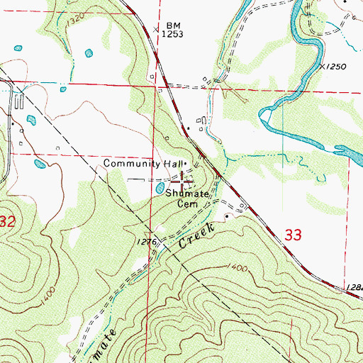 Topographic Map of Shumate Cemetery, AR