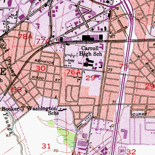 Topographic Map of First Baptist Church, LA