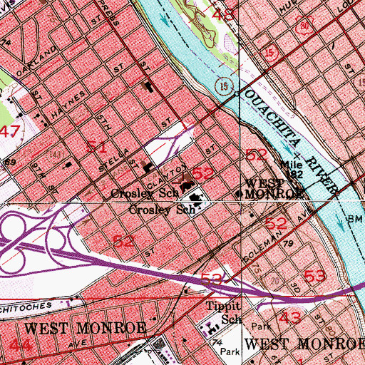 Topographic Map of First Baptist Church, LA