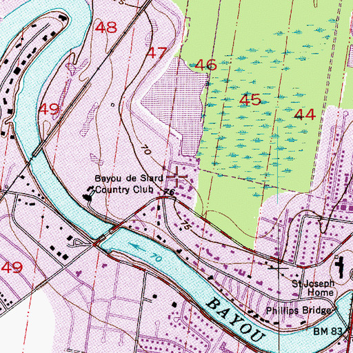Topographic Map of Forest Home, LA
