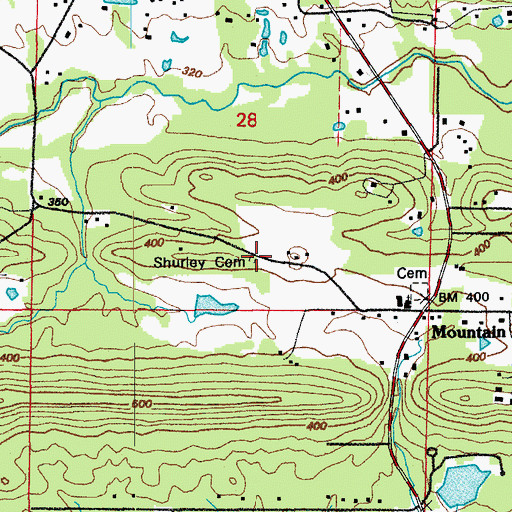 Topographic Map of Shurley Cemetery, AR